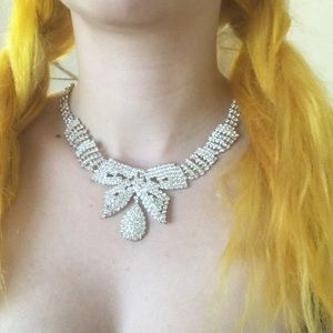Vintage rhinestone bow sparkly necklace choker